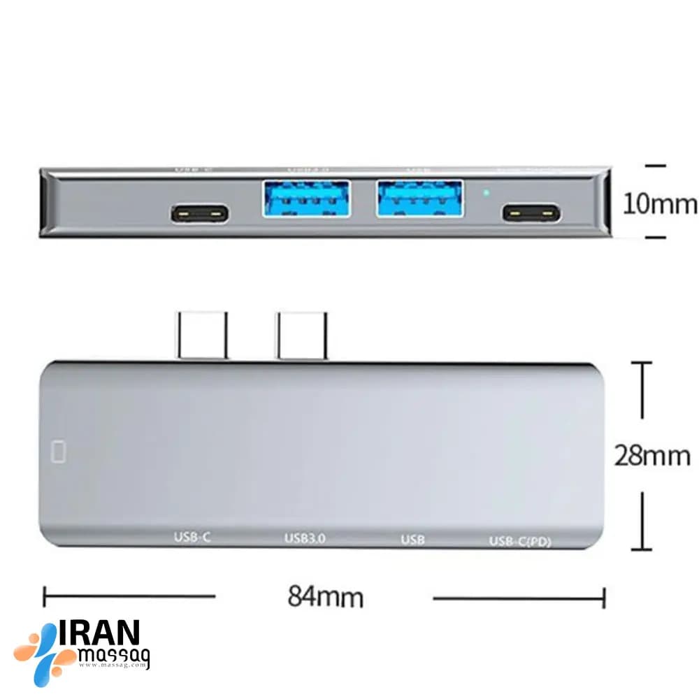 هاب 5 پورت مدل YG-2102 | با بدنه مقاوم از جنس آلیاژ آلومینیوم — تصویر ۳