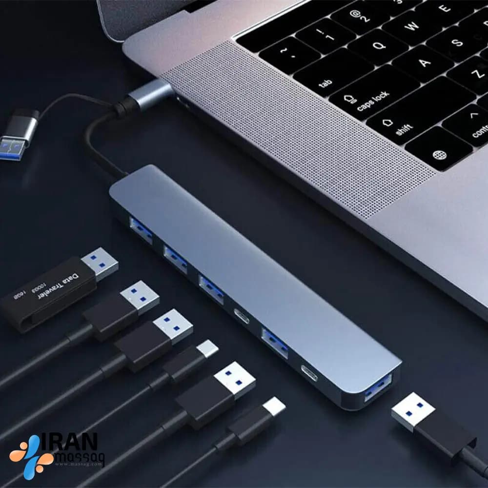 هاب و تبدیل 7 پورت USB 2.0/3.0 مدل BYL-2217TU | پشتیبانی از تبلت و موبایل — تصویر ۲