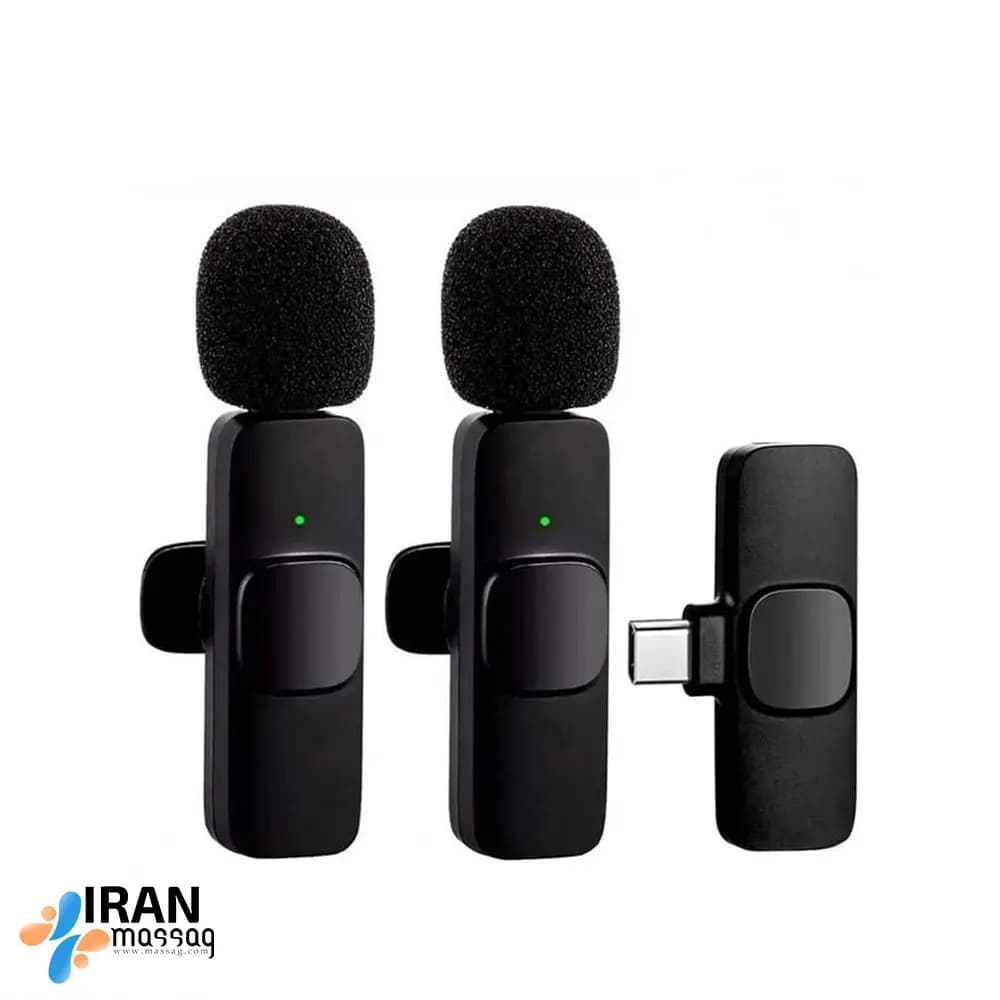 میکروفون بی‌سیم یقه ای دوگانه K9 | انتقال صدا بدون تاخیر و با برد 20 متر