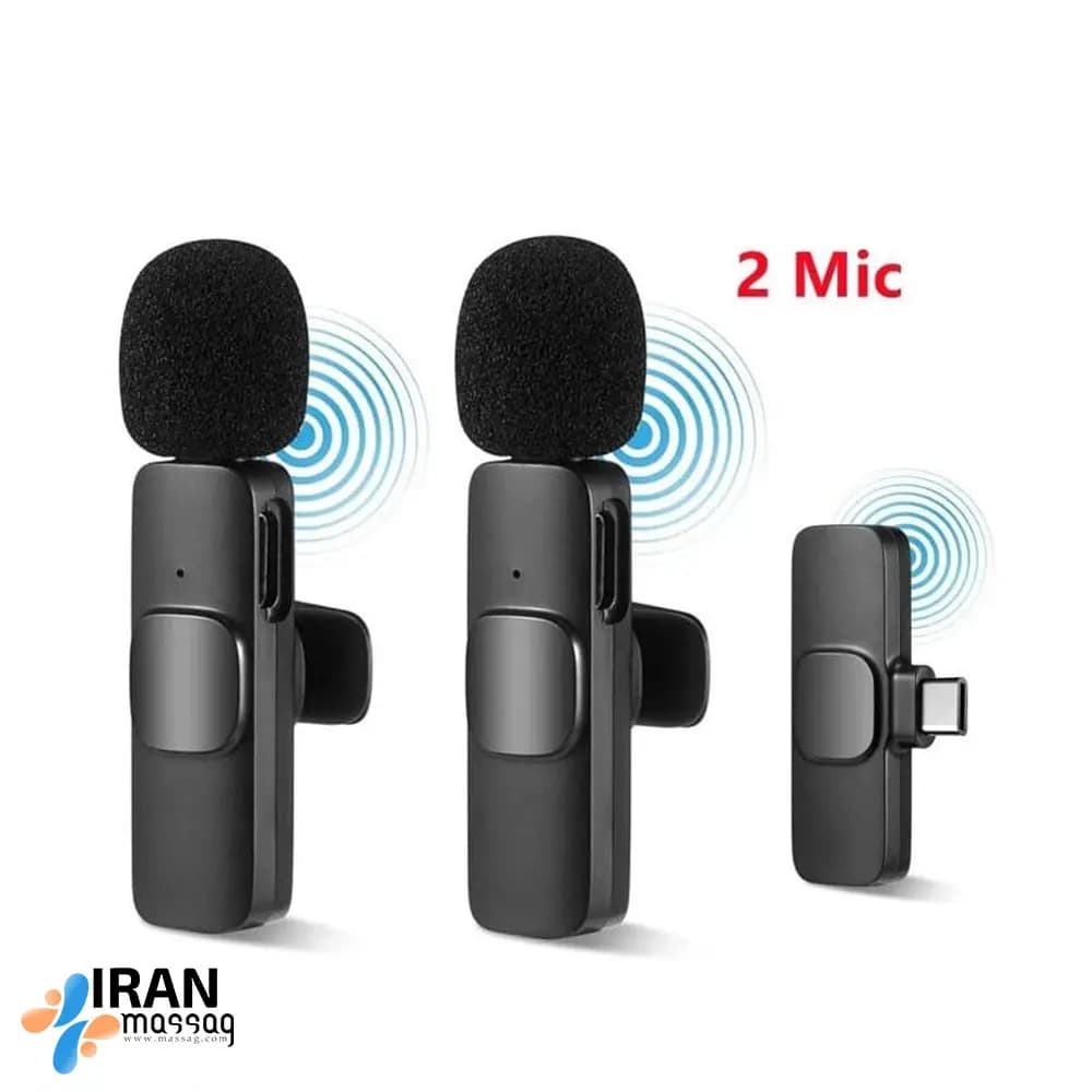 میکروفون بی‌سیم یقه ای دوگانه K9 | انتقال صدا بدون تاخیر و با برد 20 متر — تصویر ۲