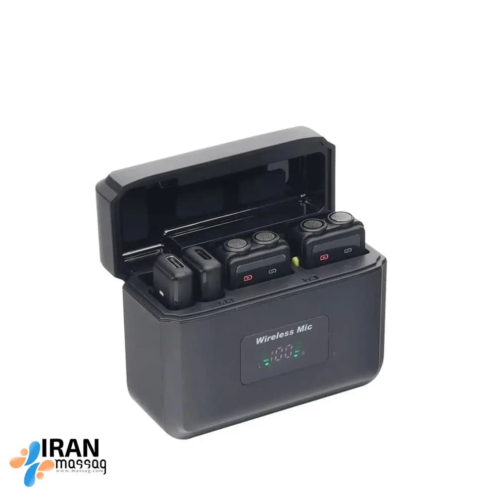 میکروفون یقه ای حرفهای بیسیم مدل MMD-F37 | ضبط دوگانه و همزمان — تصویر ۴