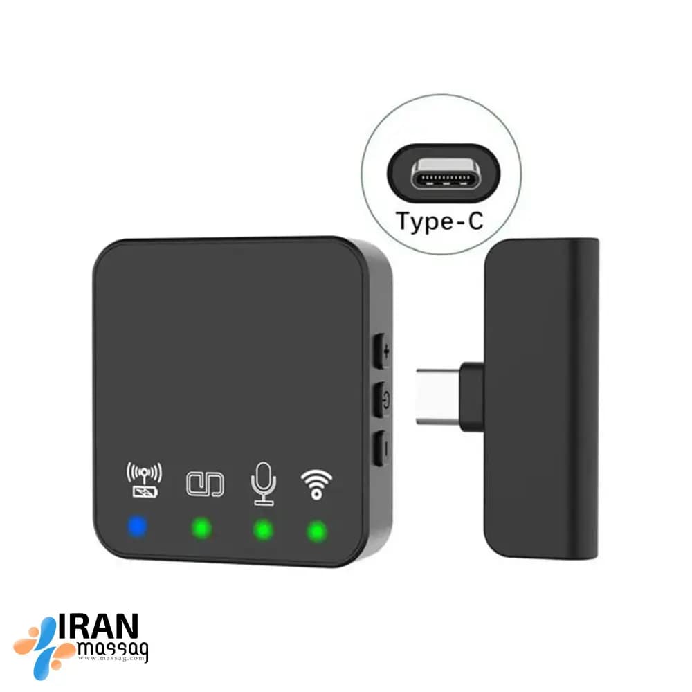 میکروفون یقه‌ای بی‌سیم مدل R10 | با اتصال تایپ سی و حذف نویز هوشمند