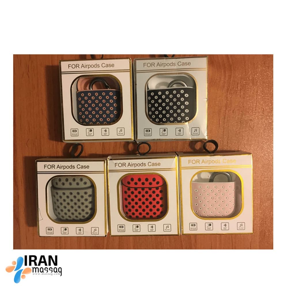 کیف ایرپاد خال خالی دو رنگ مدل AirPods case | تنوع رنگی بالا — تصویر ۳