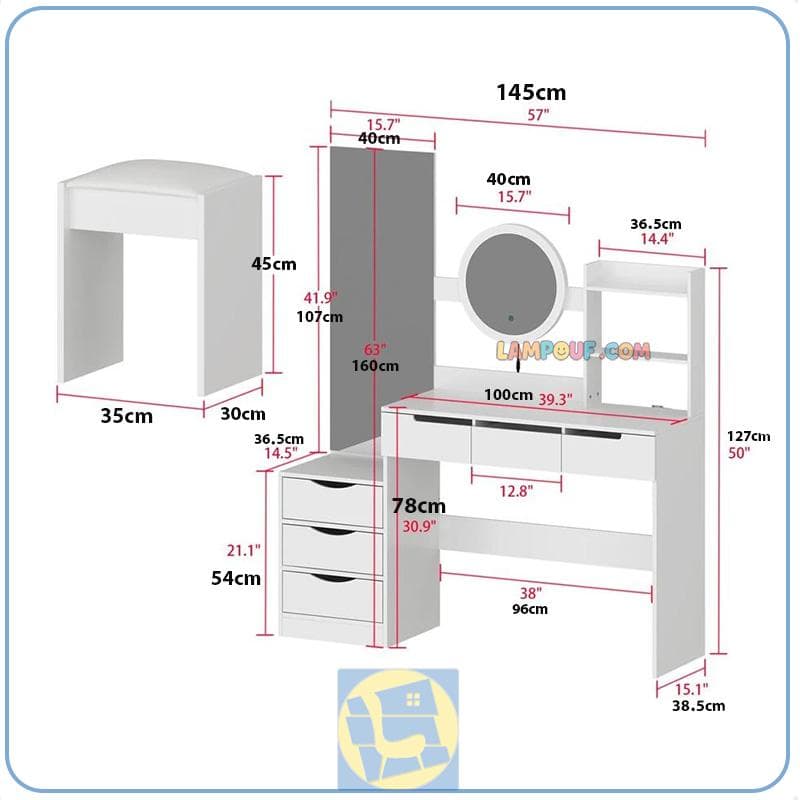 میز آرایش لامپ دار DJ762 — تصویر ۵