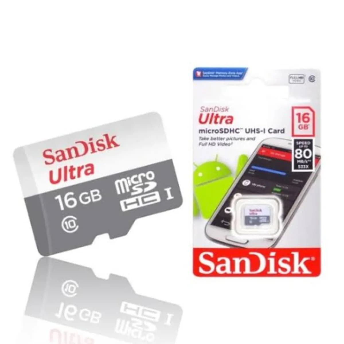 کارت حافظه سن دیسک microSDHC مدل Ultra کلاس ۱۰ استاندارد UHS-I U1 سرعت 80MBps ظرفیت 16 گیگابایت