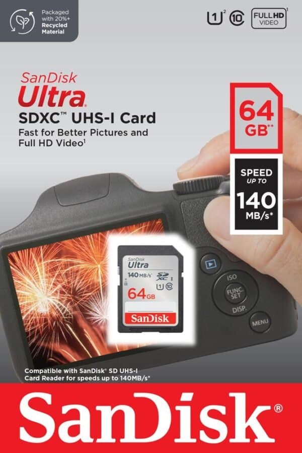 کارت حافظه 64 گیگ سندیسک مدل SanDisk 64GB Ultra SDXC UHS-I 140MB/s
