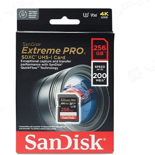 کارت حافظه سن دیسک اس دی 256 گیگابایت ا SanDisk 256GB Extreme PRO SDHC Card 200MB/s Class 10