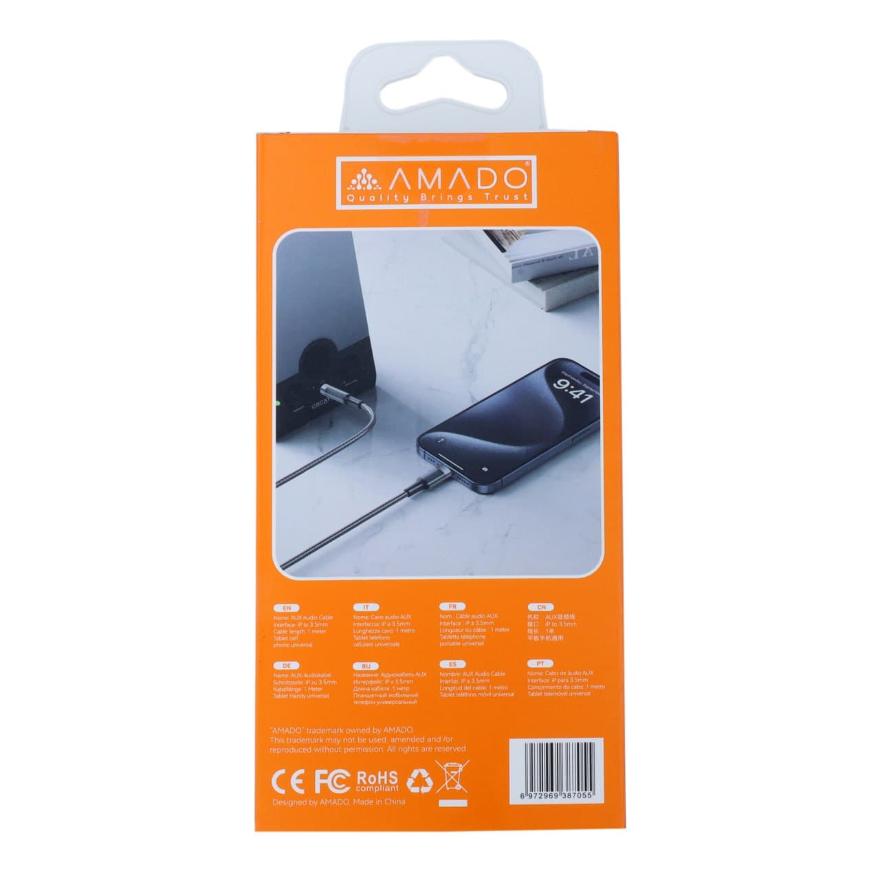 کابل AUX آیفونی آمادو مدل AMADO AMC-X80 — تصویر ۳