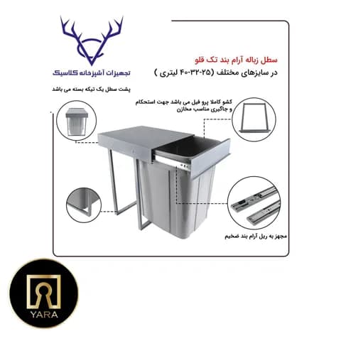 سطل زباله تک قلو 40 لیتری — تصویر ۳