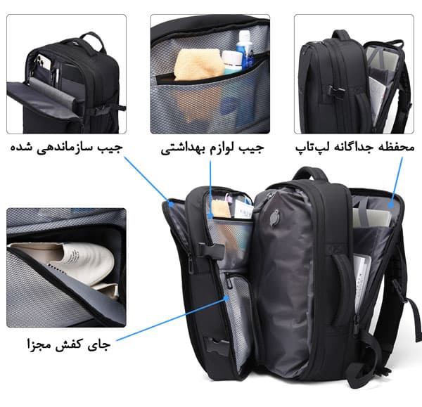 کیف و کوله پشتی مسافرتی اورجینال BANGE مدل 3028 همراه با پمپ وکیوم — تصویر ۵