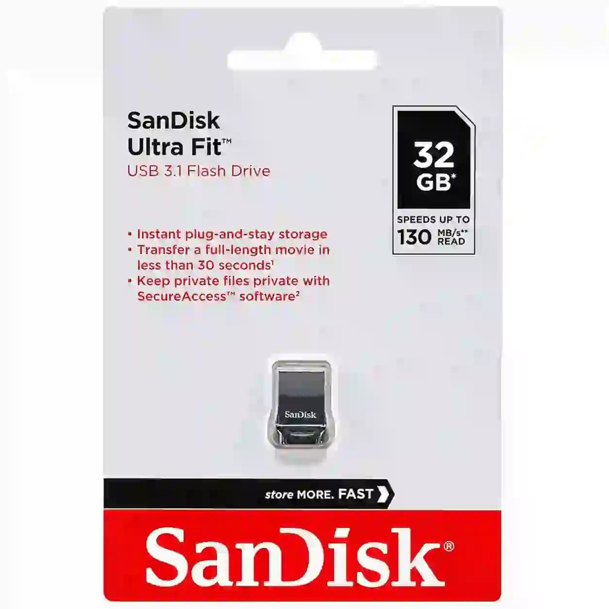 فلش مموری سن دیسک مدل ULTRA FIT ظرفیت ۳۲ گیگابایت USB 3.1