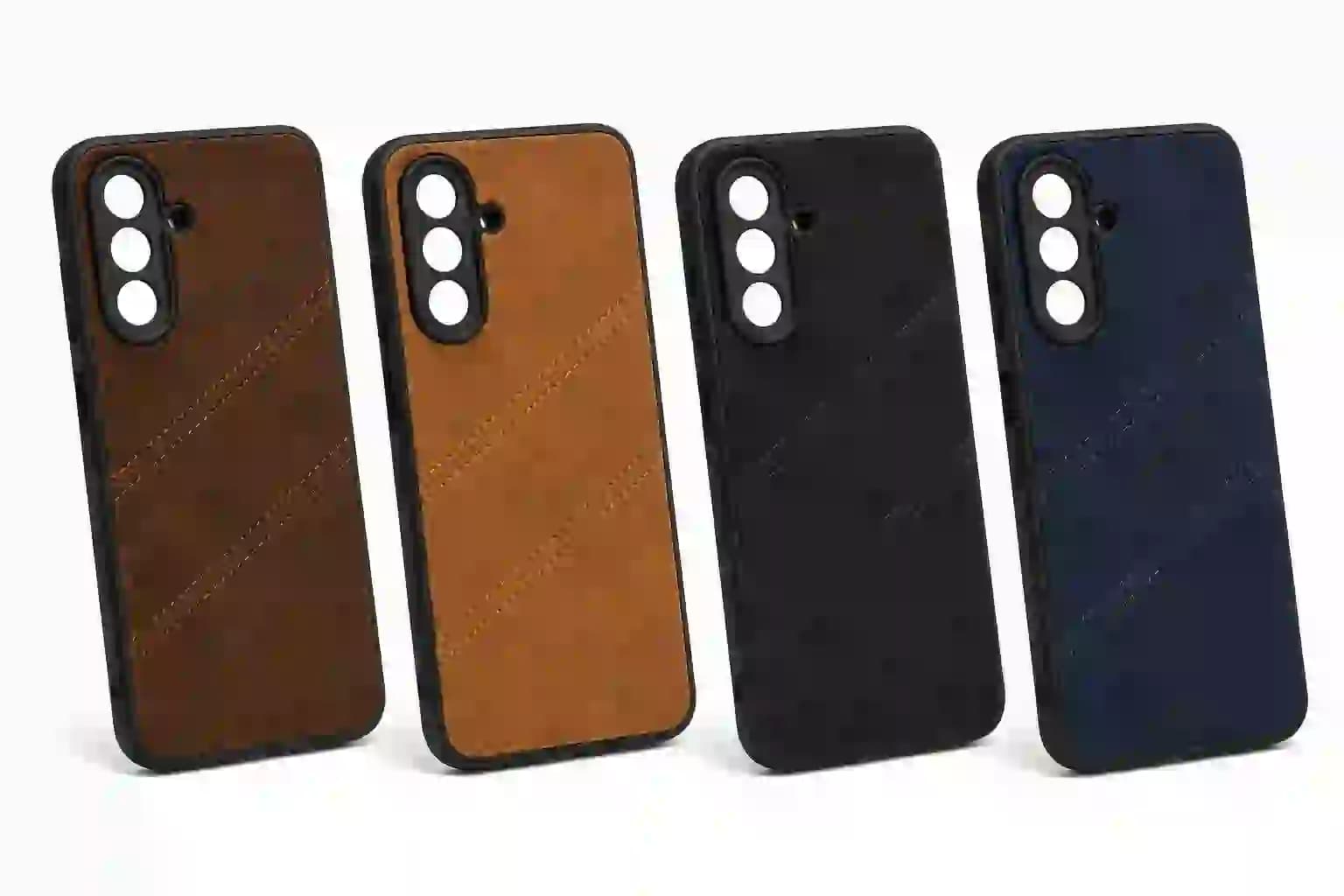 قاب گوشی چرمی Galaxy A17 کلاسیک محافظ لنز دار