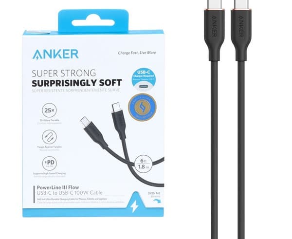 کابل USB-C به USB-C انکر مدل A8553 PowerLine III Flow طول 1.8 متر (گارانتی 18 ماهه فارس) — تصویر ۴