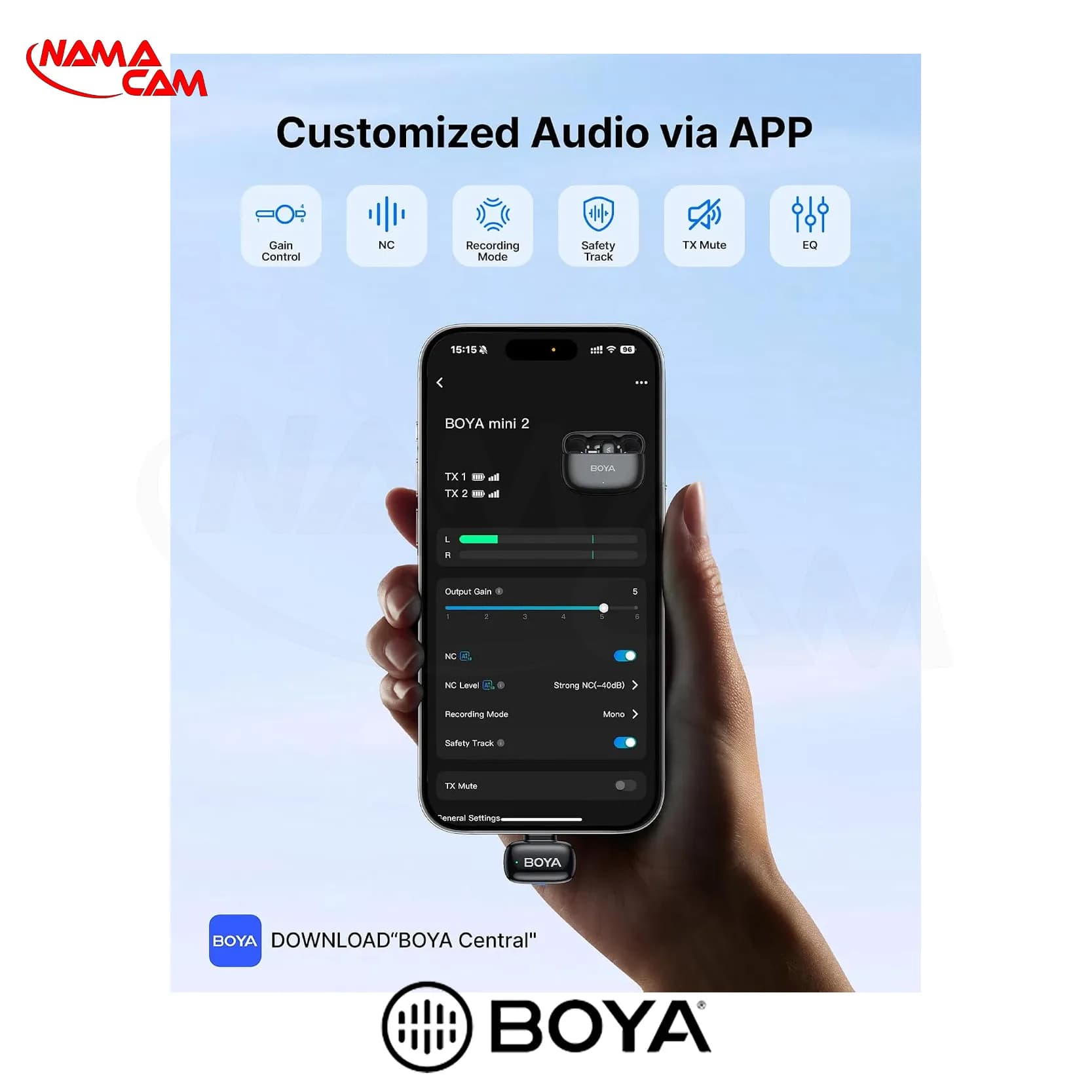 میکروفون بیسیم بویا مینی 2 – 02 – تایپ سی – BOYA mini 2-02 (USB-C) + 2 TX — تصویر ۴