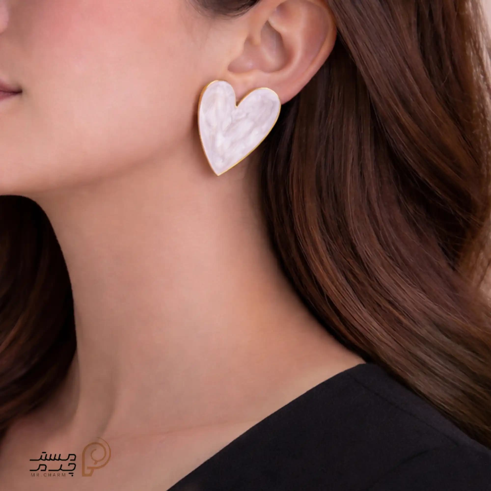 گوشواره میناکاری طرح قلب mr25-04 — تصویر ۴