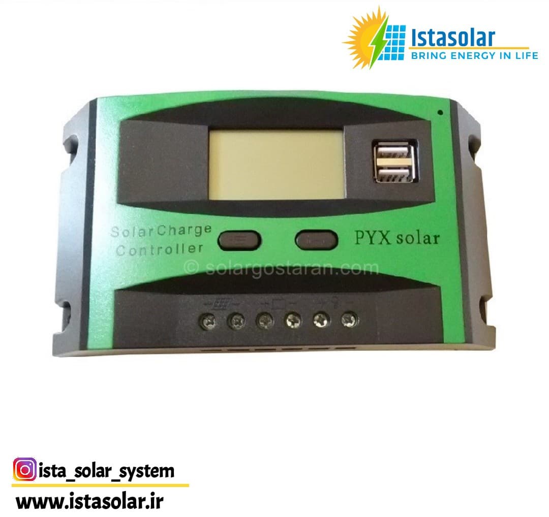 شارژ کنترلر خورشیدی 10 آمپر 12/24 ولت PWM برند PYX Solar — تصویر ۵