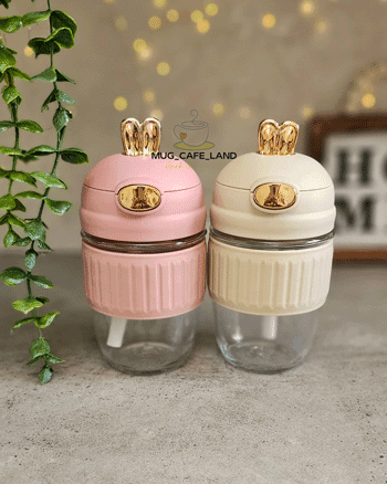 ماگ خرگوشی نی دار شیشه ای کد 996
