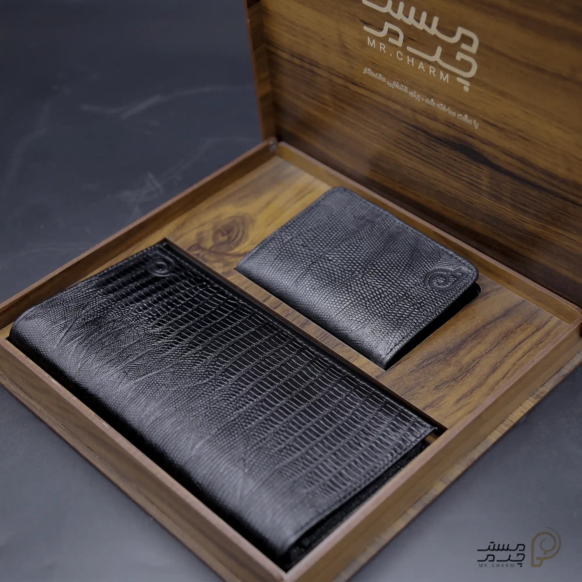 ست هدیه چرم مردانه کیف پول و جاکارتی mrc1318-17 — تصویر ۳