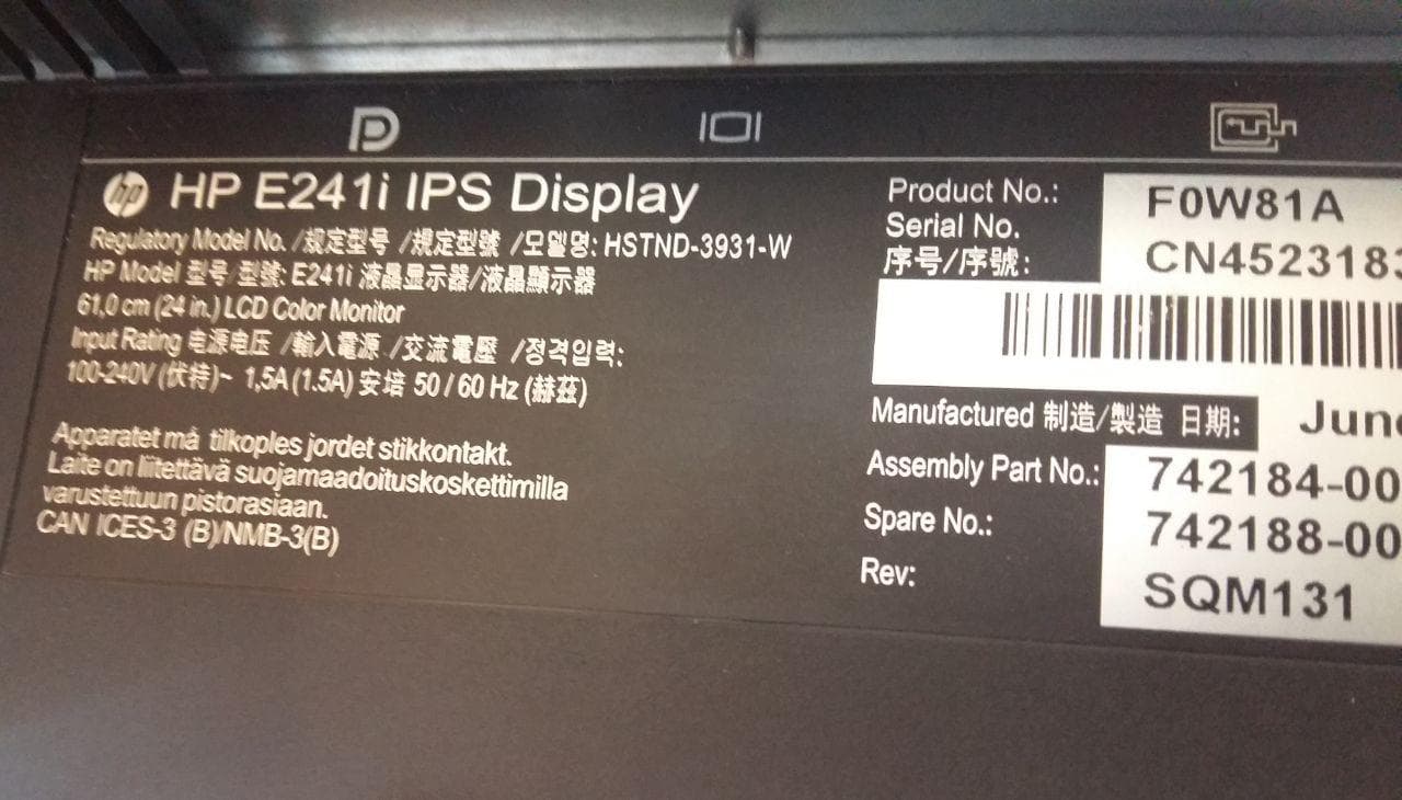 مانیتور 24 اینچ LED اچ پی HP e241i با پنل AH-IPS استوک — تصویر ۵