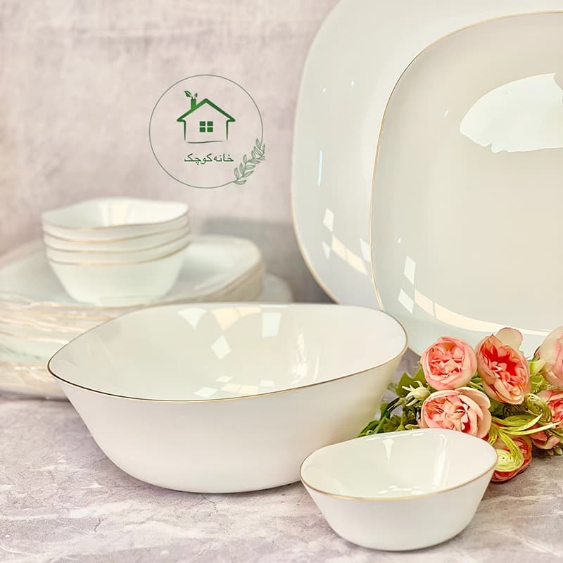 ارکوپال 26 پارچه گلدن اپال مدل مربع لب طلا (کُرل)