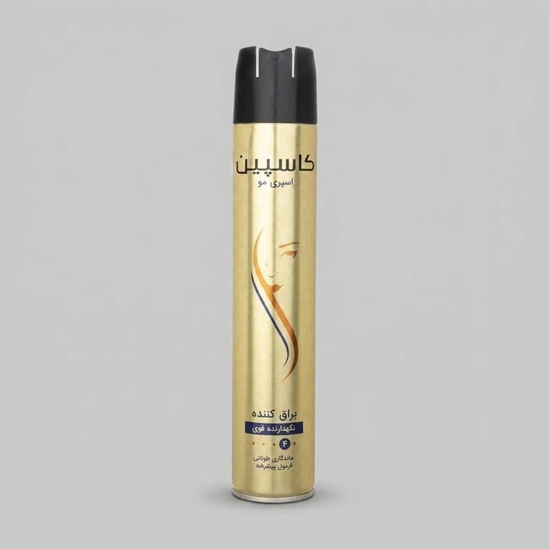 اسپری مو کاسپین مدل Hair Spray Gloss 02 حجم 500 میلی‌لیتر براق کننده و نگهدارنده با قدرت حفظ حالت قوی