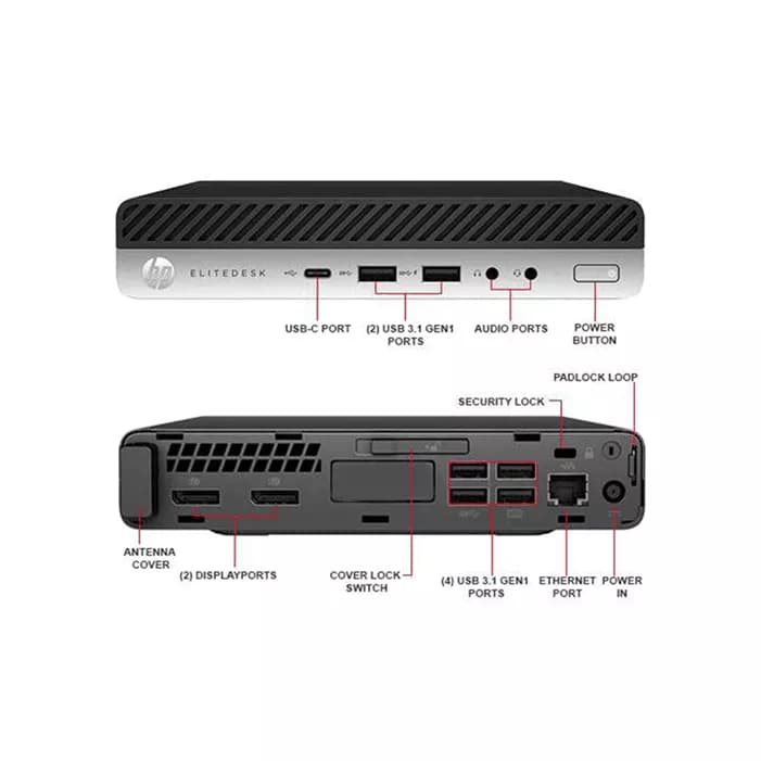 مینی کیس تاینی استوک اچ پی مدل HP EliteDesk G3 Tiny ( پردازنده i5 نسل 7 – سری پردازنده 7500 – هارد 256 گیگابایت SSD – رم 8 گیگابایت – گرافیک Intel UHD Graphics 630 ) — تصویر ۳