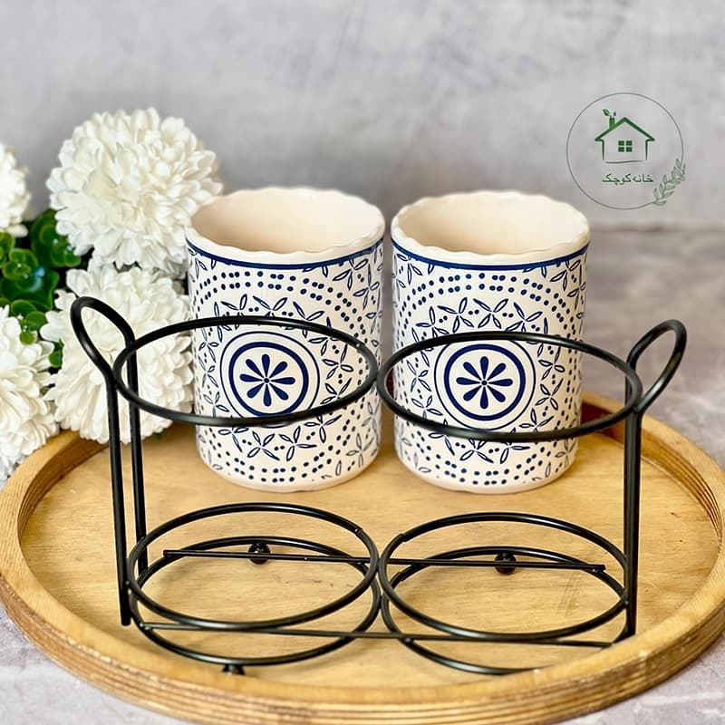 جاقاشقی دوقلو رومیزی گل آبی — تصویر ۲