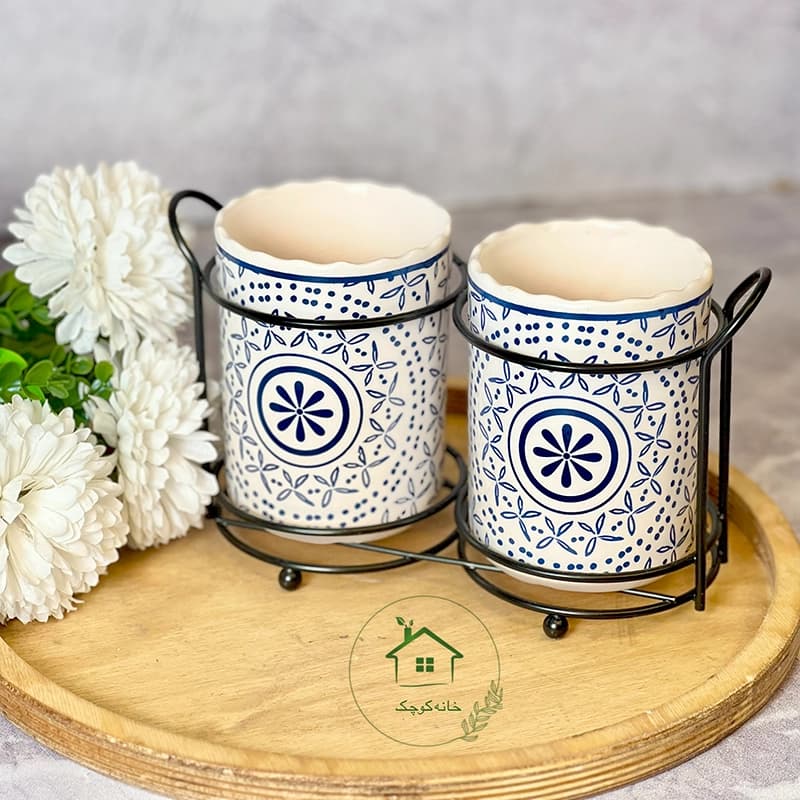 جاقاشقی دوقلو رومیزی گل آبی