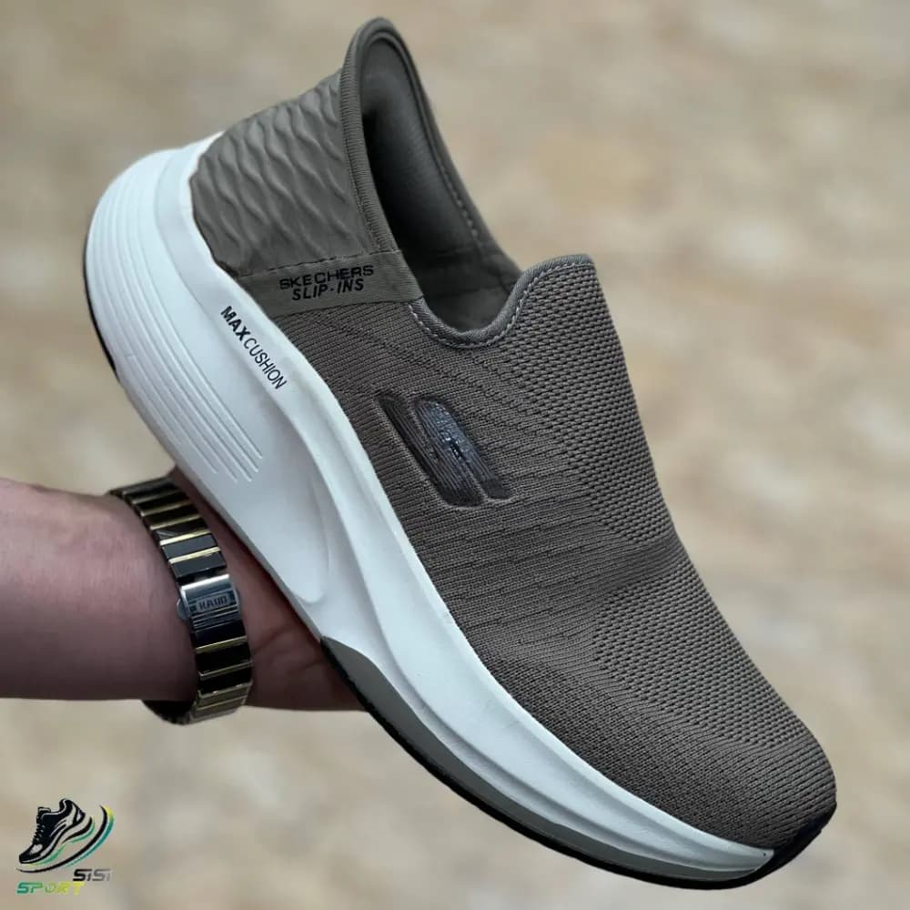 کفش اسکیچرز Slip-Ins Max Cushion خاکی — تصویر ۳