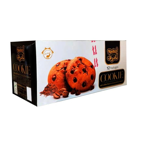 شیرینی کوکی با طعم قهوه و تکه های شکلات نادری – 35 گرم بسته 12 عددی