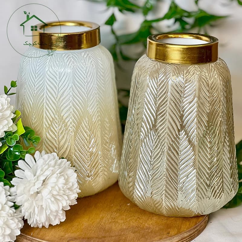 گلدان استوانه طرح برگ کوچک