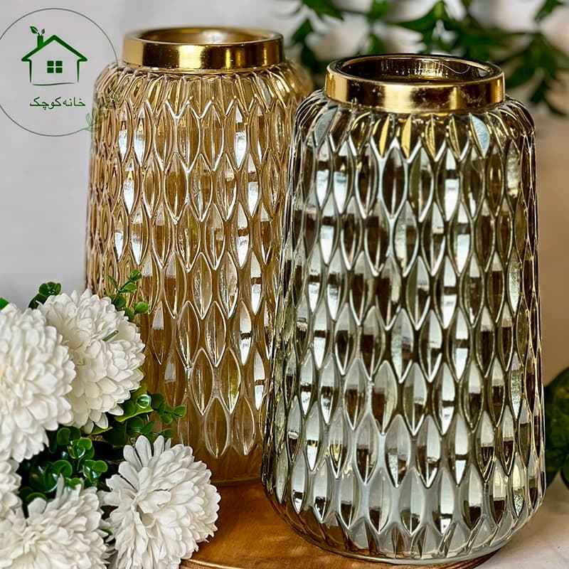 گلدان استوانه ای متوسط طرح لوزی