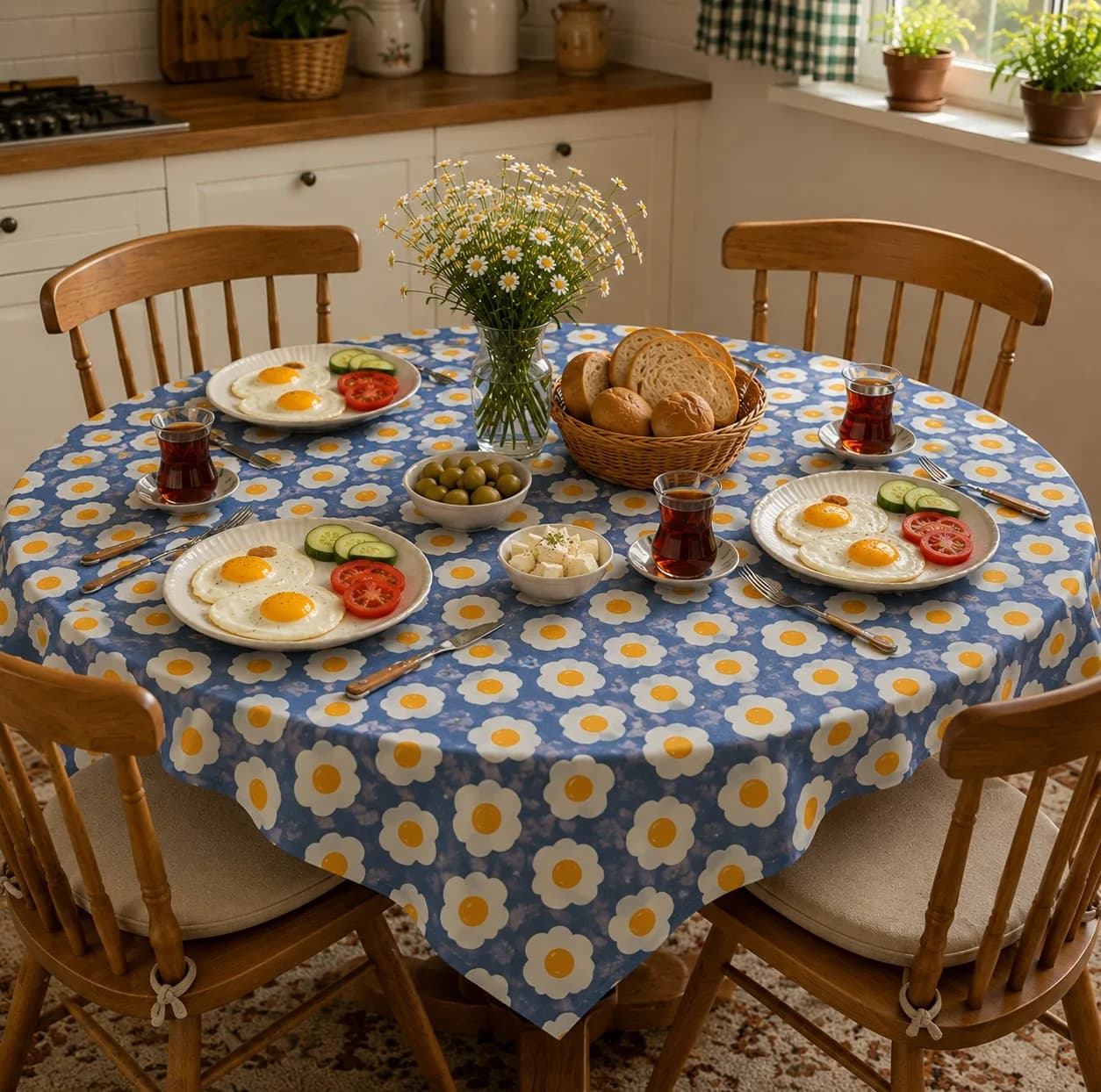 رومیزی اسپی توره مدل نیمرو کد ET – B سایز 150×150 سانتی‌متر