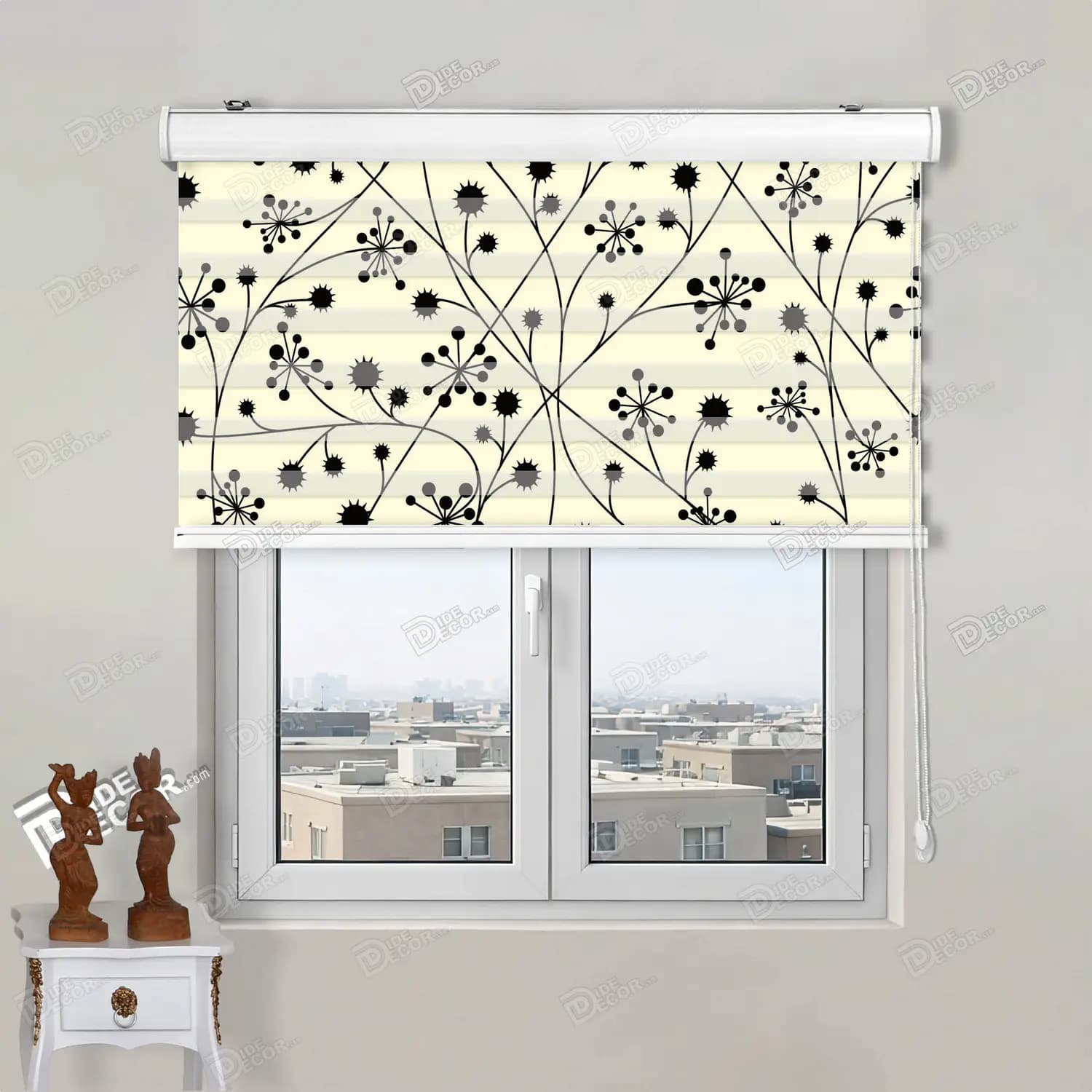 پرده زبرا چاپی طرح شاخه و برگ کد pt069 — تصویر ۲
