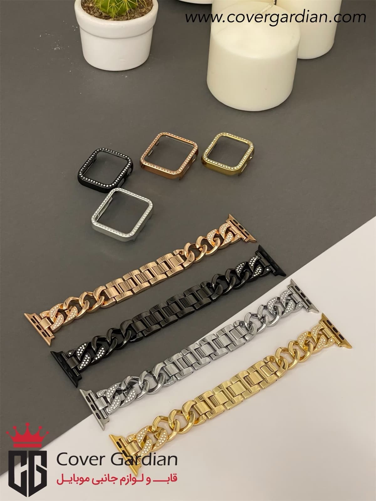 بند کارتیر نگین دار اپل واچ Cartier — تصویر ۵