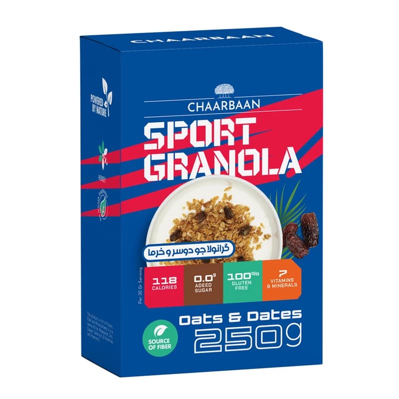 گرانولا جو دوسر خرما ورزشکاران چاربان – 250 گرم