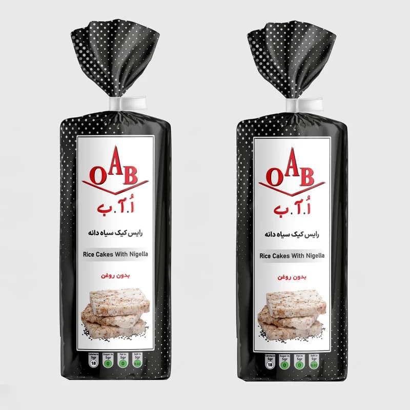 رایس کیک سیاه دانه بدون روغن اُ آ ب – 100 گرم بسته 2 عددی