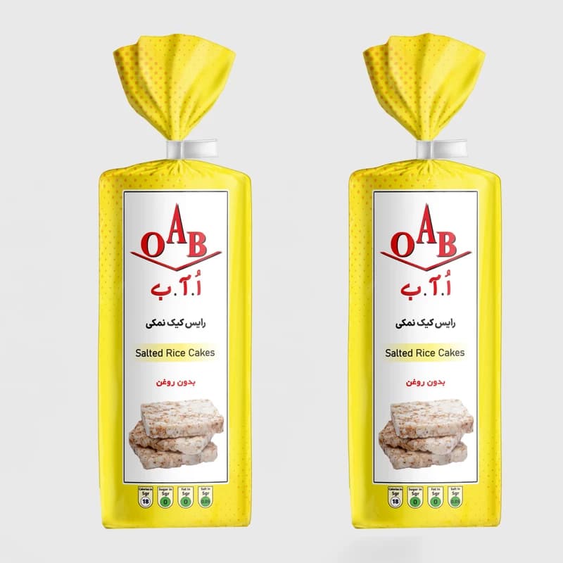 رایس کیک نمکی بدون روغن اُ آ ب – 100 گرم بسته 2 عددی