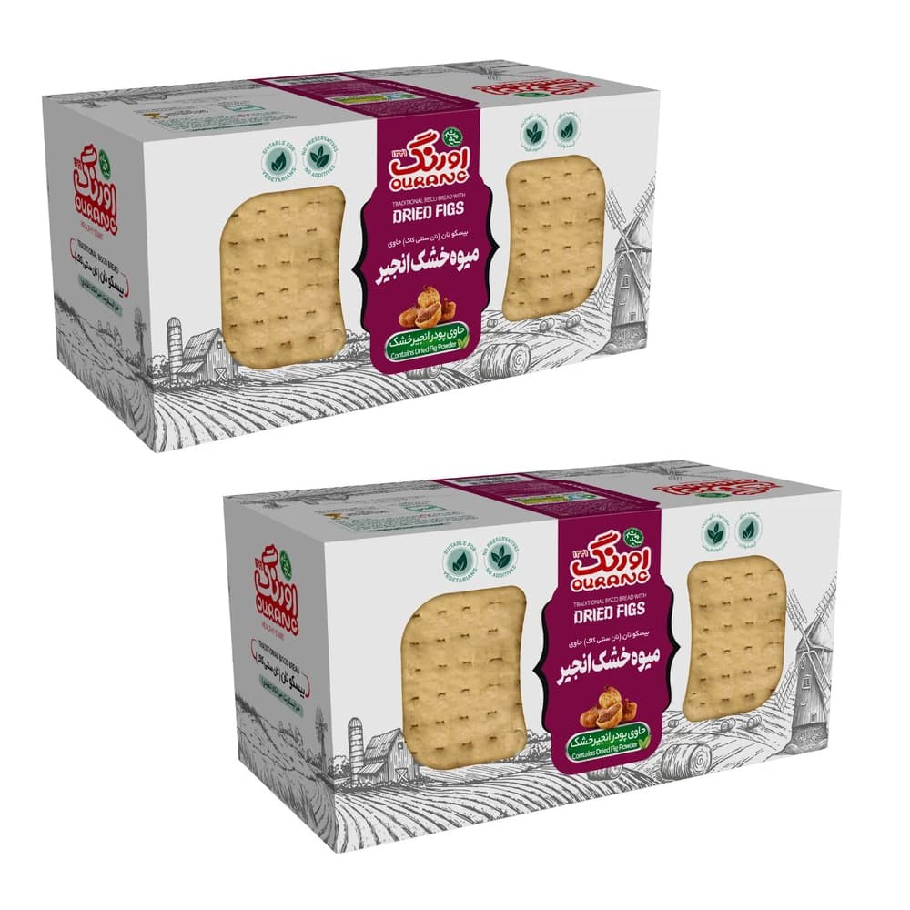 بیسکویت رژیمی بدون شکر با انجیر خشک اورنگ – 380 گرم بسته 2 عددی