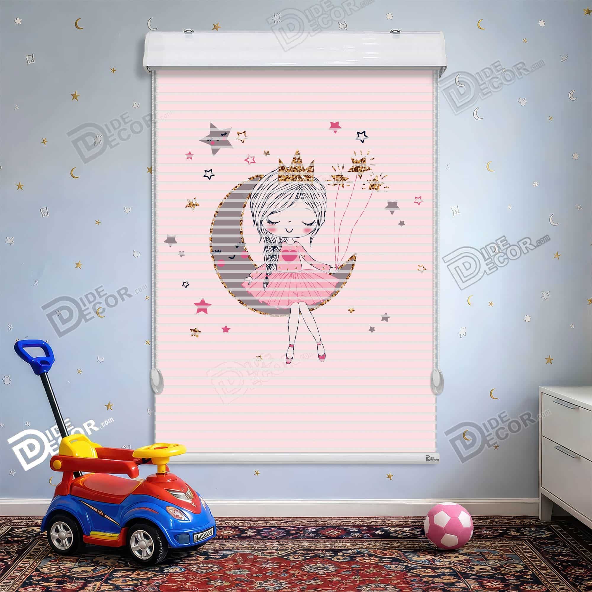 پرده زبرا دومکانیزم کودک دختری در ماه کد KD-38