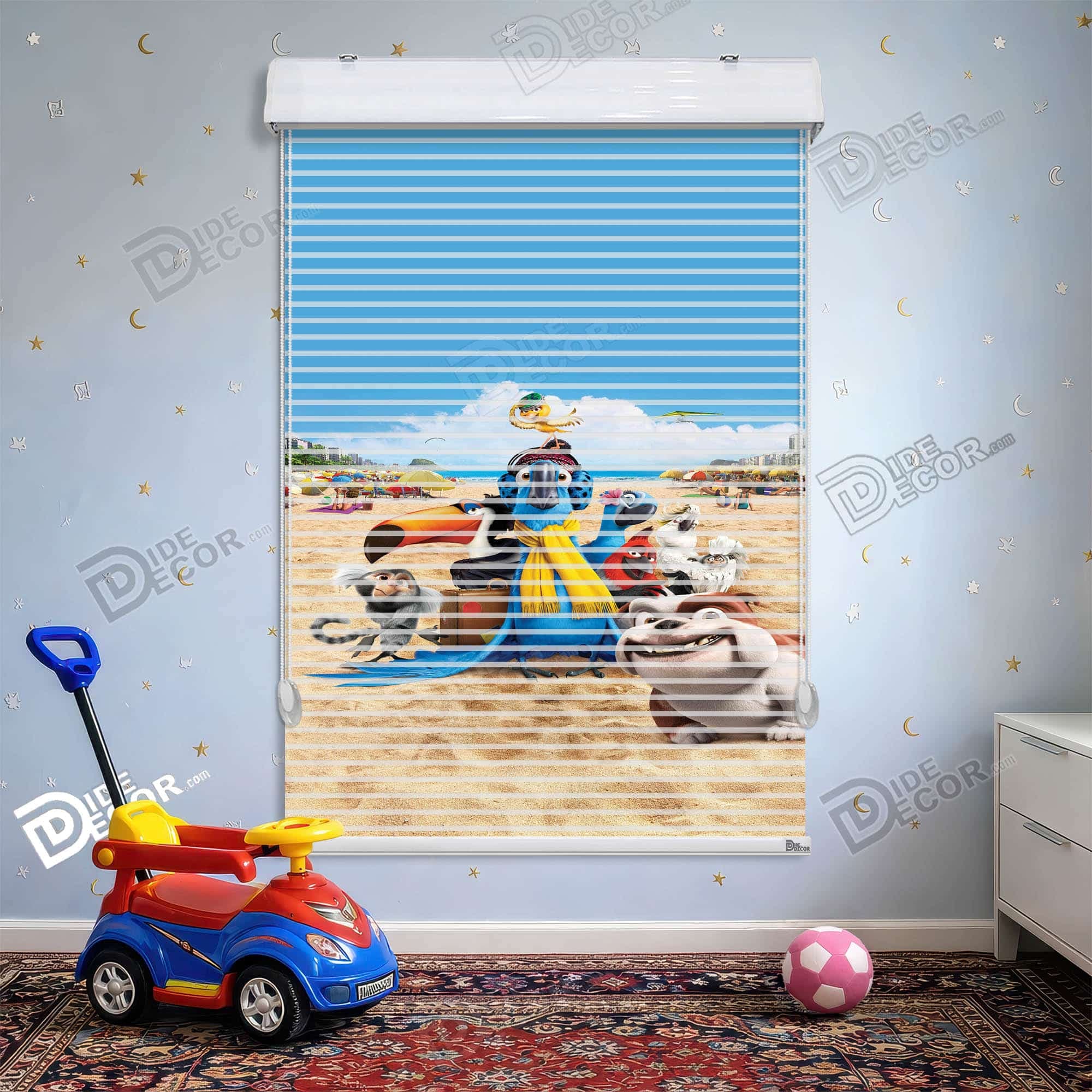 پرده زبرا دومکانیزم طرح کودک شخصیت های انیمیشن ساحلی کد KD-32