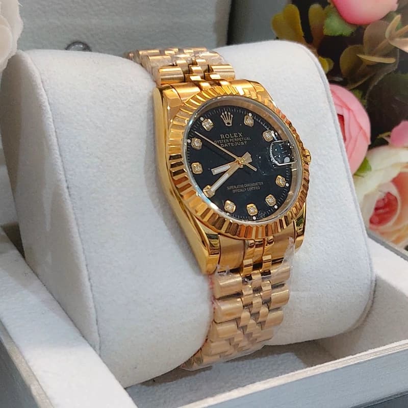 ساعت مردانه رولکس درجه یک موتور ژاپنی Datejust طلایی زمینه مشکی