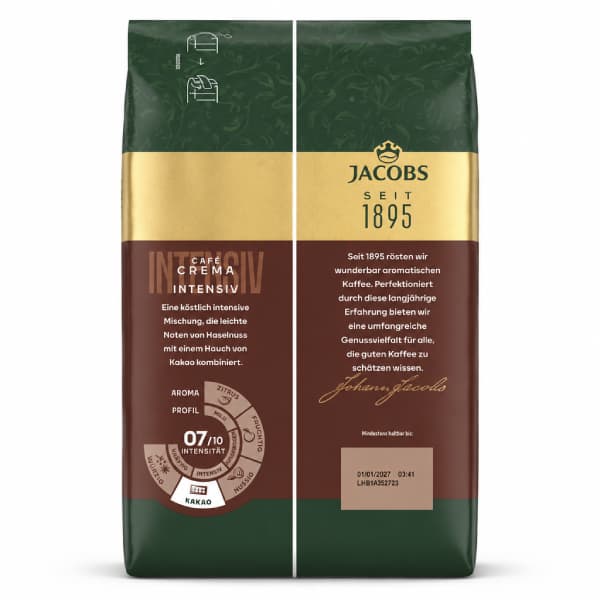 دانه قهوه جاکوبز کافه کرما اینتنسیو (1kg) — تصویر ۲