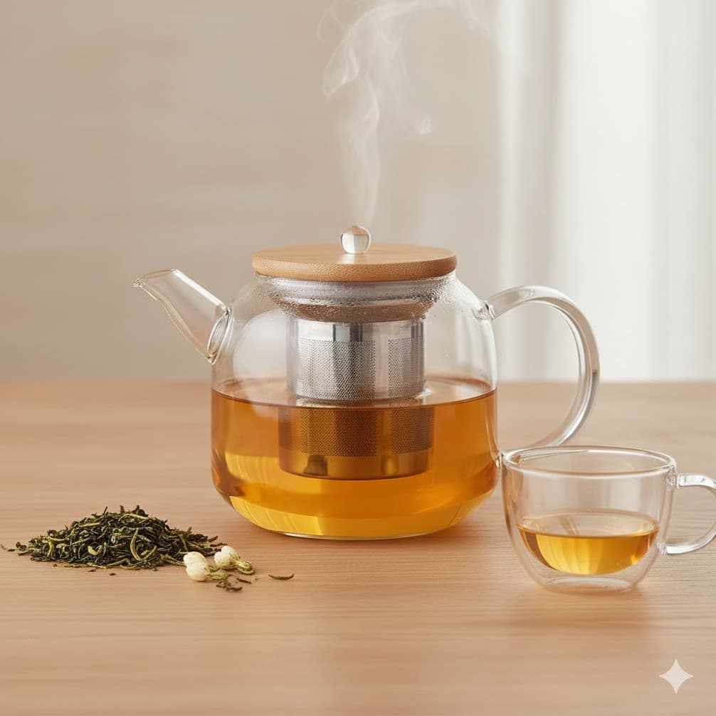قوری پیرکس در چوبی 800ML یونیک اصلی کد UN-7920 — تصویر ۲