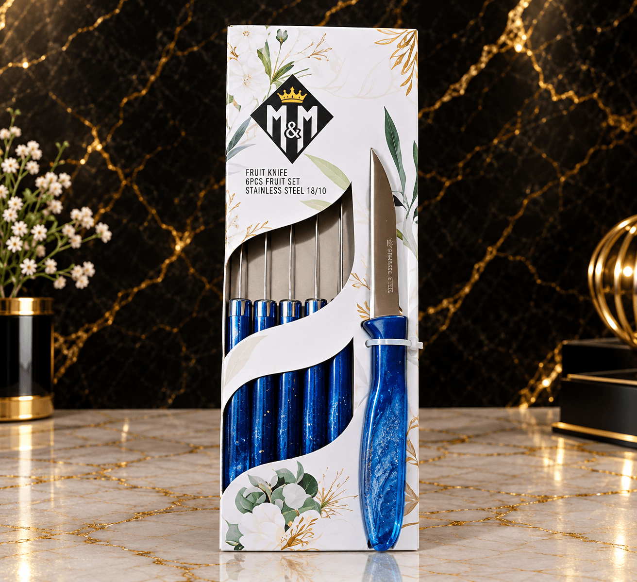 چاقو میوه خوری M&M مدل هایلایت اکلیلی 6تایی — تصویر ۲
