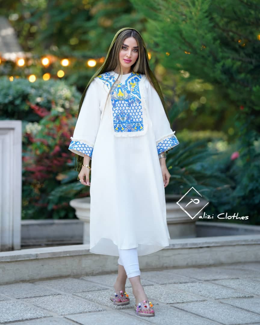 مانتو با خرجکار ریش دار سایز 36 تا 46 — تصویر ۵