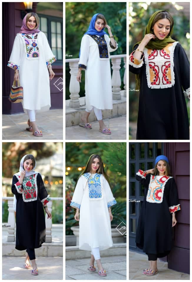 مانتو با خرجکار ریش دار سایز 36 تا 46 — تصویر ۸