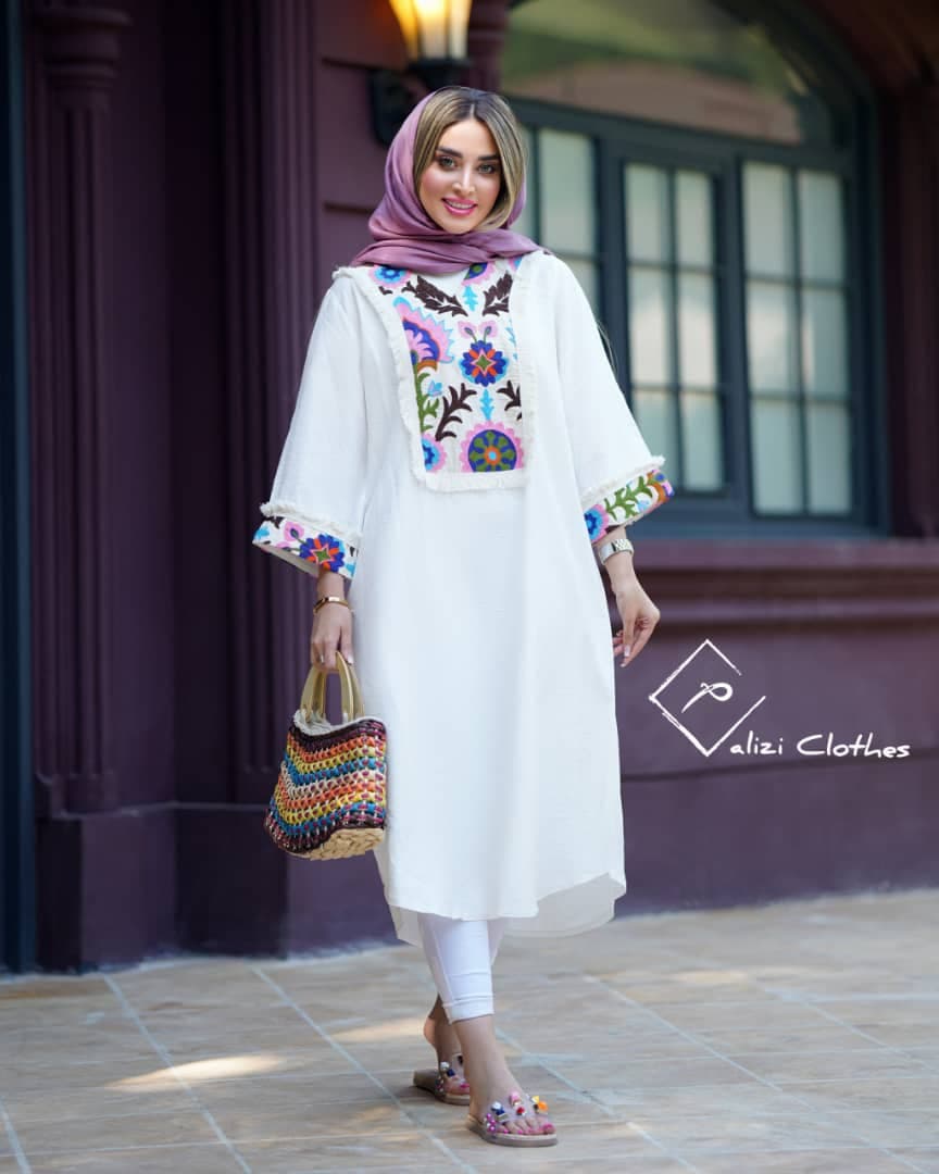 مانتو با خرجکار ریش دار سایز 36 تا 46 — تصویر ۷
