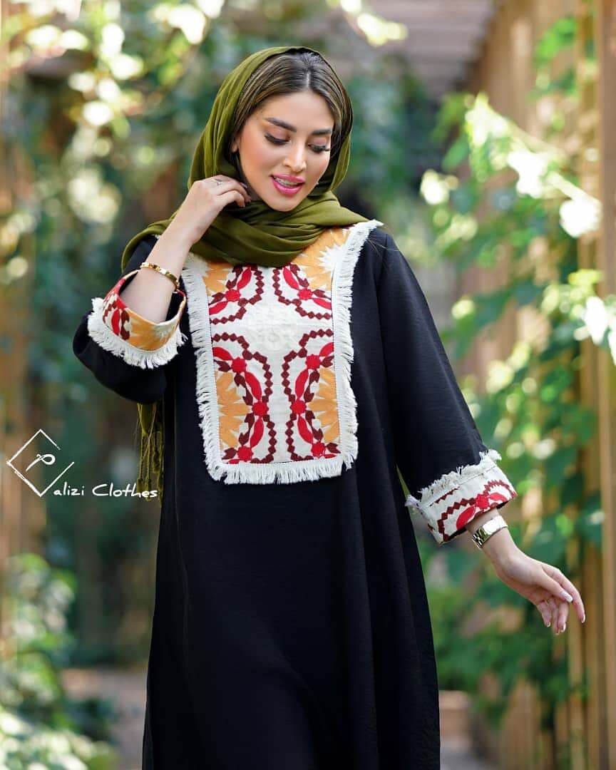 مانتو با خرجکار ریش دار سایز 36 تا 46 — تصویر ۲