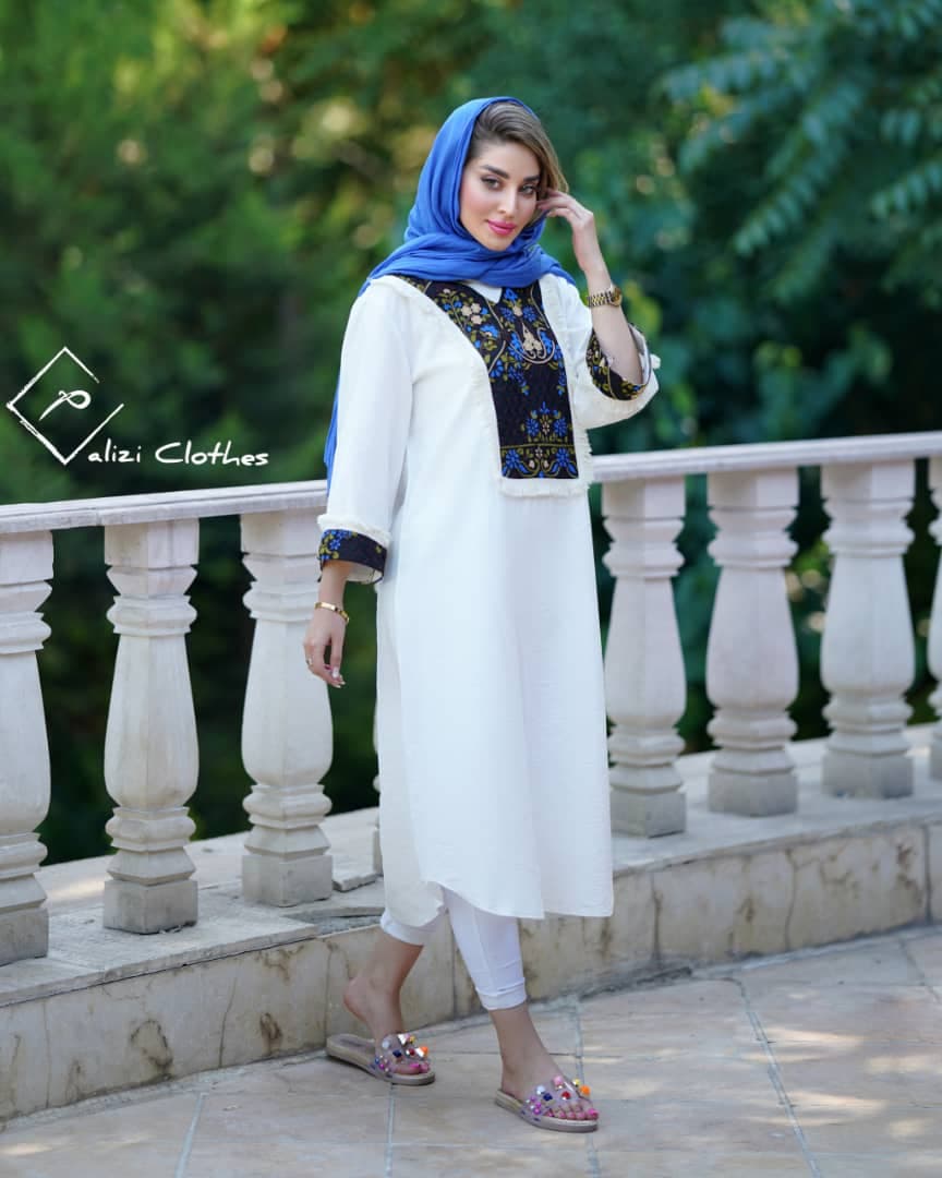 مانتو با خرجکار ریش دار سایز 36 تا 46 — تصویر ۶